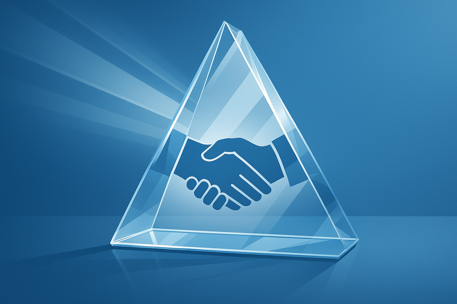 Imagen representando integridad y transparencia con estructuras de cristal y elementos que simbolizan honestidad